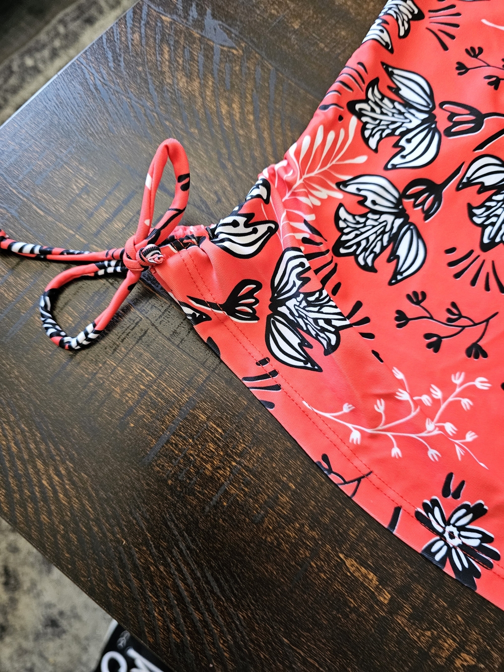 Younique Red Floral Tankini Top with Black Swim Shorts Set - Picture 4 of 12
